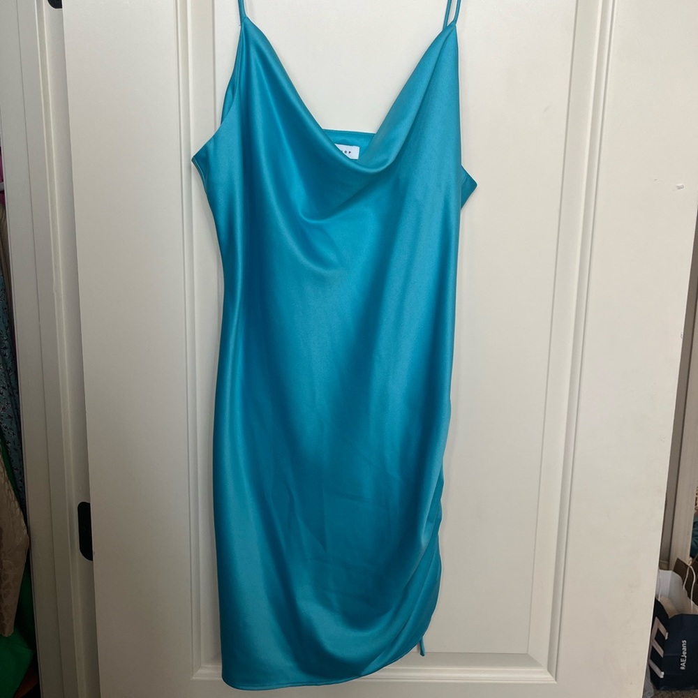 Topshop Blue Slip Mini Dress